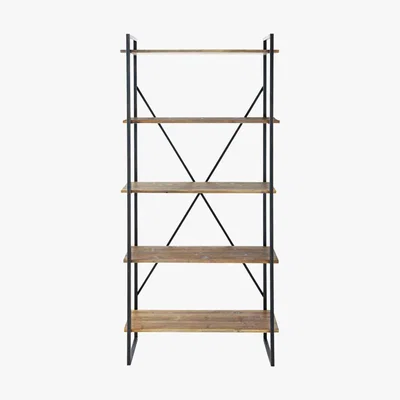 Maisons du Monde Charcoal Grey Metal and Fir Industrial Shelf Unit Staten