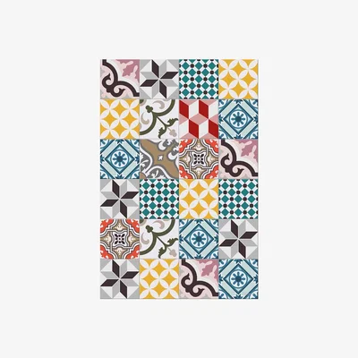 Amara PODEVACHE - Large Tiles Vinyl Floor Mat - Multi - 99x150cm