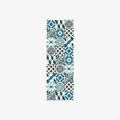 Amara PODEVACHE - Large Tiles Vinyl Runner - Light Blues - 66x198cm