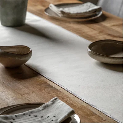 Amara Linen Effect Table Runner Cream 360x1800mm