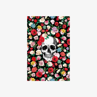 Amara PODEVACHE - Skull Covered in Flowers Vinyl Floor Mat - 99x150cm