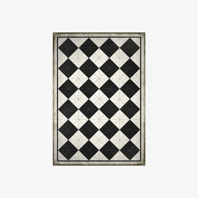 Amara PODEVACHE - 5th Avenue Squares Vinyl Floor Mat - Black/White