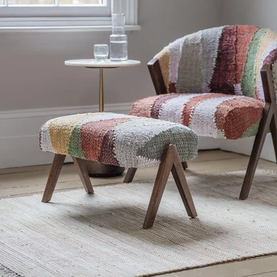 Atkin & Thyme Scoop Footstool in Multicoloured Rug