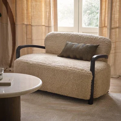 Atkin & Thyme Aviator Loveseat in Cotton Rug In Cotton Rug