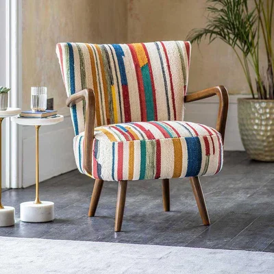 Atkin & Thyme Calvin Armchair in Stripe Rag Rug