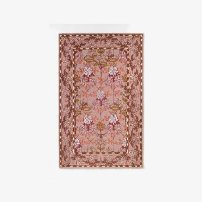 Anthropologie Tufted Hooked Wool Floral Border Rug