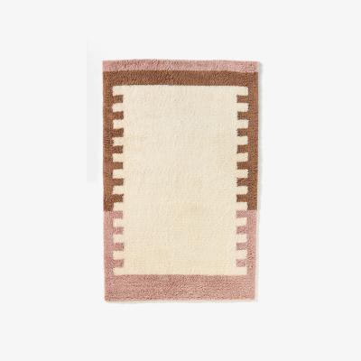 Anthropologie Tufted Wool Shag Colour-Blocked Border Rug