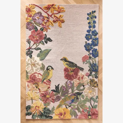 Anthropologie Nathalie Lete Hand-Tufted Floral Wool Rug