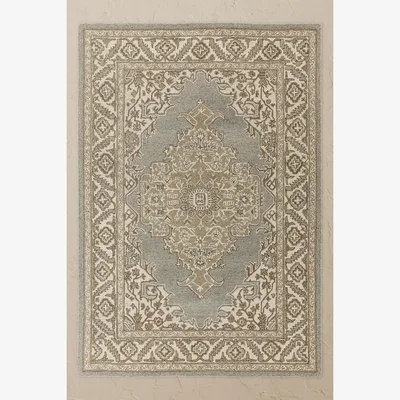 Anthropologie Bronte Hand-Tufted Natural Beige Wool Persian Rug