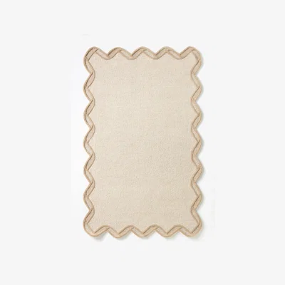 Anthropologie Tufted Wool Scalloped Border Rug