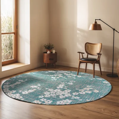 Arighi Bianchi Sakura Circle Rug, Lake Blue / 140cm Circle