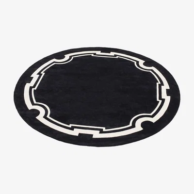 Barker and Stonehouse Eichholtz Palazzo Carpet 280 Cm Black Off-White Rug, Round | Barker & Stonehouse