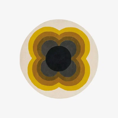 Barker and Stonehouse Orla Kiely Yellow Sunflower 200cm Round Rug, Round | W200cm | Orla Kiely