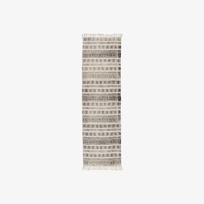 Barker and Stonehouse Patterned Runner Rug, White Cotton | Barker & Stonehouse