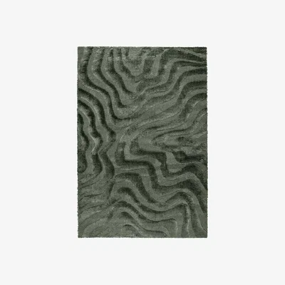 Barker and Stonehouse Green Ripple Rug 160x230cm, Square Polyester | Barker & Stonehouse