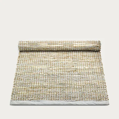 Bombinate.com Smooth Grey Jute/Leather Rug