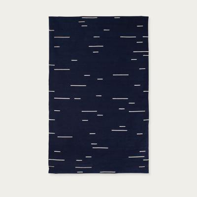 Bombinate.com Navy Blue and Ivory Jamakhan Line Handwoven Rug