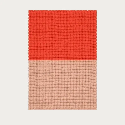 Bombinate.com Red/Salmon Contrast Felt Ball Rug
