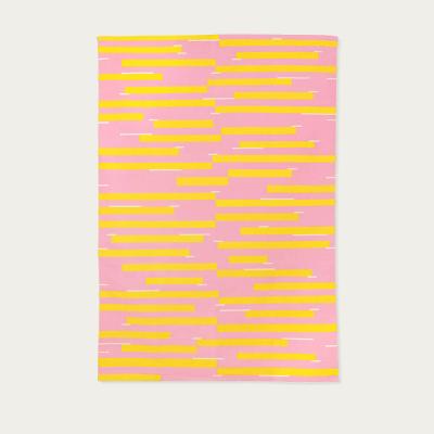 Bombinate.com Pink and Yellow Jamakhan Stripe Handwoven Rug