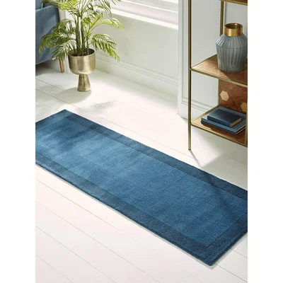 Cox and Cox NEW Two Tone Border Runner - Navy