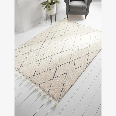 Cox and Cox Adriana Rug - Cream and Blue