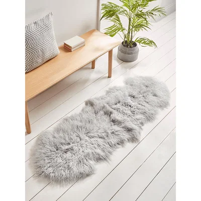 Cox and Cox NEW Tibetan Sheepskin Double Rug - Soft Grey