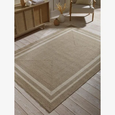 Cox and Cox Agna Border Rug - Natural & Off White