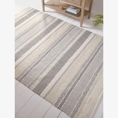 Cox and Cox Grey Striped Geometric Rug