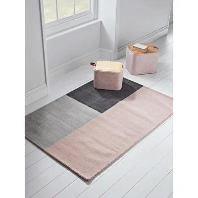 Cox and Cox Grey & Blush Block Rug