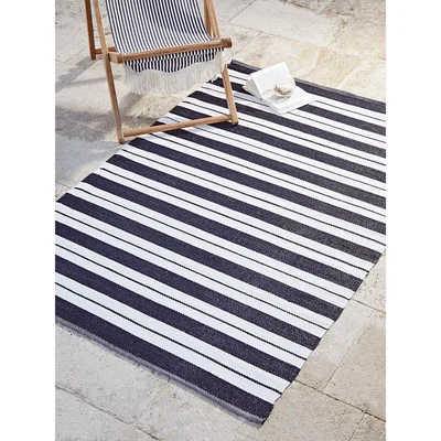 Cox and Cox Indoor Outdoor Coast Rug - Alternating Blue Stripe