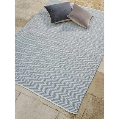 Cox and Cox Indoor Outdoor Herringbone Reversible Rug - Soft Blue