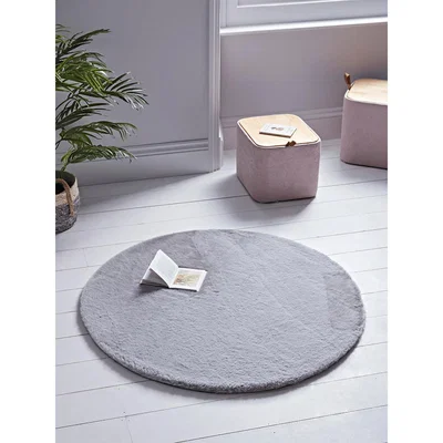 Cox and Cox Round Faux Fur Rug