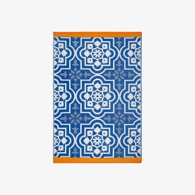 Cuckooland Fab Hab Puebla Outdoor Rug in Blue