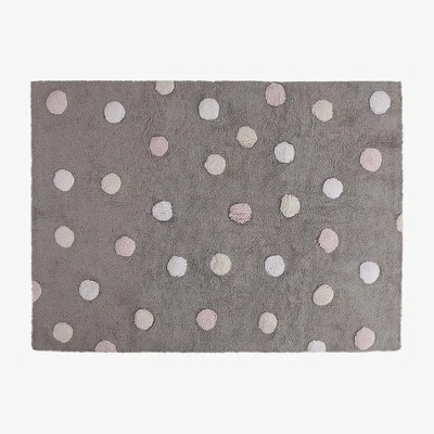 Cuckooland Lorena Canals Grey Tricolour Polka Dots Washable Rug -