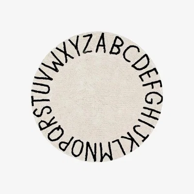 Cuckooland Lorena Canals Abc Kids Washable Round Rug in Natural Black
