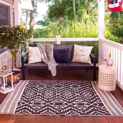 Cuckooland Fab Hab Kilimanjaro Outdoor Rug in Black