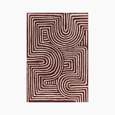 Cult Furniture £40  Off  Bauhaus Wave Rug, Plum Rug Size: 160 x 230cm Modern Designed Rugs, Colourful Contemporary Rug