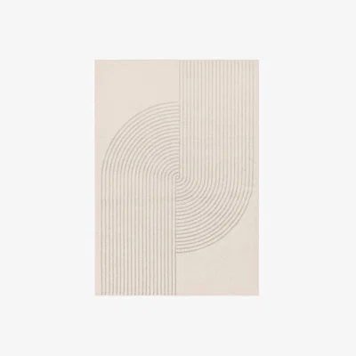 Cult Furniture Faye Linear Rug, Beige Size: 120cm x 170cm Modern Designed Rugs, Colourful Contemporary Rug