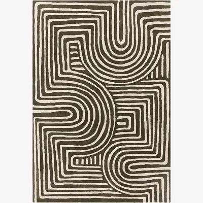 Cult Furniture Bauhaus Wave Rug, Forest Green Rug Size: 120 x 170cm Modern Designed Rugs, Colourful Contemporary Rug