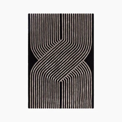 Cult Furniture Athena Hand Tufted Rug, Black & Light Copper Rug Size: 200 x 300cm Modern Designed Rugs, Colourful Contemporary Rug