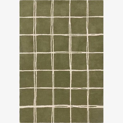 Cult Furniture Alresford Grid Rug, Olive Green Rug Size: 120 x 170cm Modern Designed Rugs, Colourful Contemporary Rug