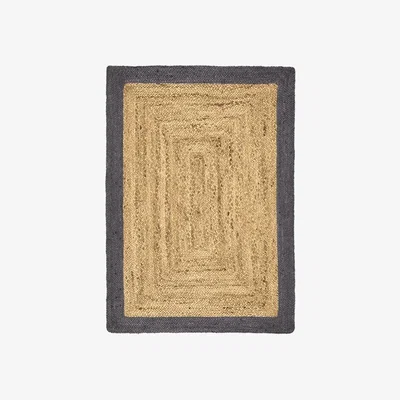 Cult Furniture Jenson Border Jute Rug, Grey Rug Size: 120 x 170cm Modern Designed Rugs, Colourful Contemporary Rug