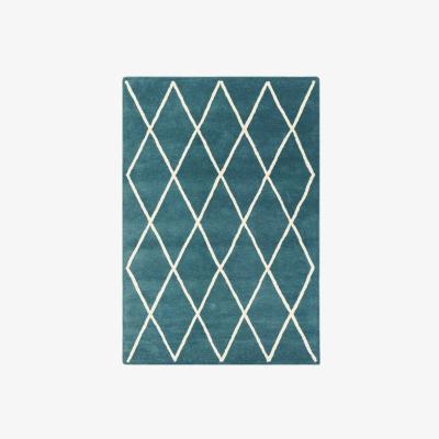 Cult Furniture Asiatic Vida 100% Wool Diamond Shaggy Rug, Teal Size: 120cm x 170cm Modern Designed Rugs, Colourful Contemporary Rug
