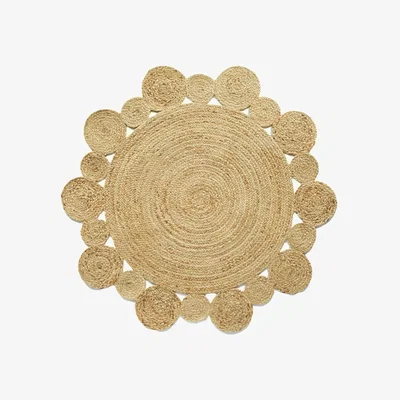Cult Furniture Kaia Jute Circles Rug, Natural Size: 150cm Diameter Modern Designed Rugs, Colourful Contemporary Rug