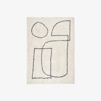 Cult Furniture Signe Tufted Rug, Off-White & Grey Size: 80 x 150cm Modern Designed Rugs, Colourful Contemporary Rug