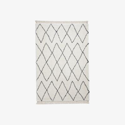 Cult Furniture Think Rugs Fez Hand Tufted Rug, White & Black Size: 60 x 230 Modern Designed Rugs, Colourful Contemporary Rug