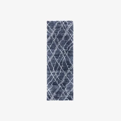 Cult Furniture Cohen Berber Style Runner Rug, Blue & Cream Modern Designed Rugs, Colourful Contemporary Rug