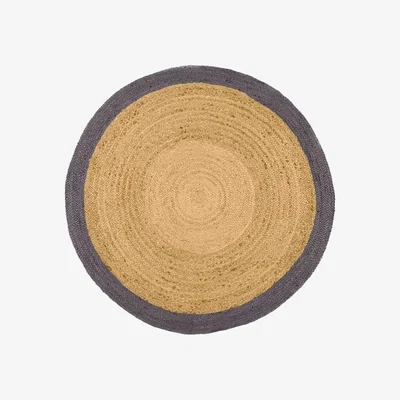 Cult Furniture Jenson Border Jute Circular Rug, Grey  Modern Designed Rugs, Colourful Contemporary Rug