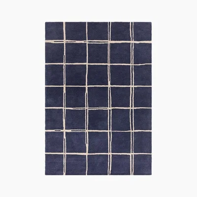 Cult Furniture Alresford Grid Rug, Blue Rug Size: 160 x 230cm Modern Designed Rugs, Colourful Contemporary Rug