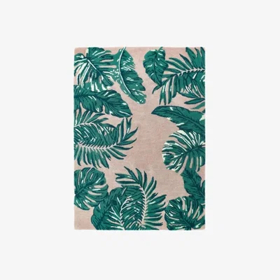 Cult Furniture Karina Tropical Wool Rug, Green & Blush Pink Modern Designed Rugs, Colourful Contemporary Rug